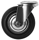 Промышленное колесо, диаметр 160мм, крепление под болт 16 мм, поворотная опора, черная резина, роликовый подшипник - SCh 63